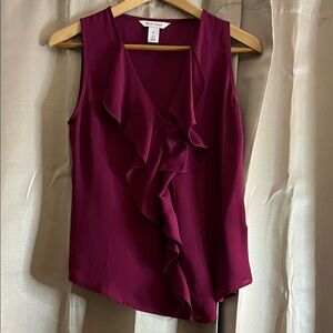 WHBM - Size XS - Burgundy/Purple Ruffle Blouse
